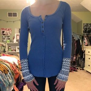 Free People sky blue thermal shirt